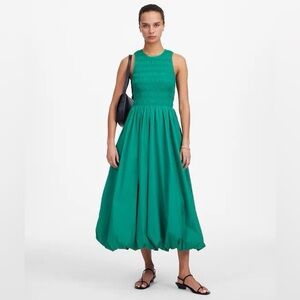 EUC Madewell Melody Bubble Hem Smocked Green Midi Dress